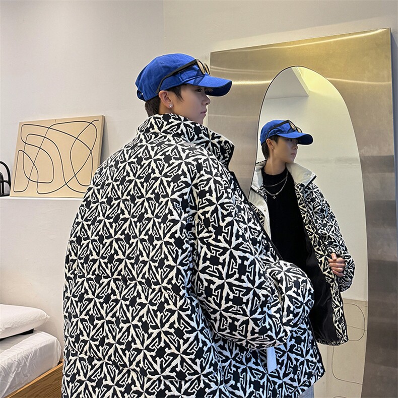 2025港风棉衣棉服立体印花面包服立领棉袄外套1614-P80,男装棉衣,星座207