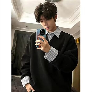 假两件翻领卫衣男春秋季2026新款美式潮牌宽松拼接休闲外套CWY81，女装短外套，星座208-5