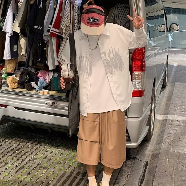 潮牌印花长袖衬衫男春秋薄款痞帅高级感休闲外套CS804-P40,男装衬衫,星座208-5