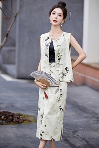 2024新款G风提花印花马甲背心半身裙套装两件套女夏季图片