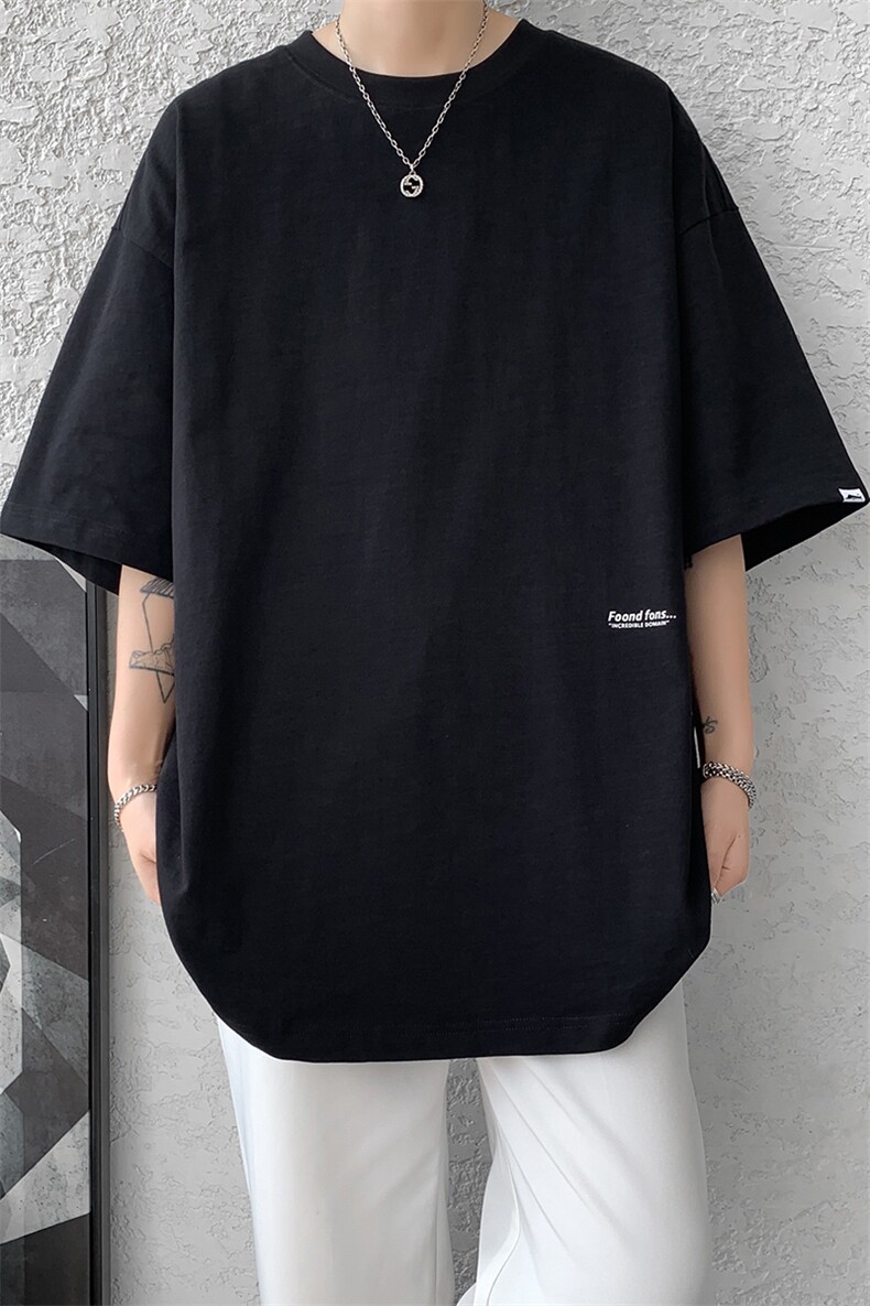 8XL-M特大码短袖重磅T恤男美式复古竹节棉五分袖上衣DX326P45,男装T恤,电商D206-1