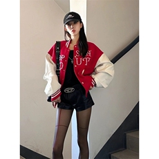 【现货】DW1013-P95美式街头撞色珍珠宽松百搭棒球服夹克外套女潮，男装夹克，星座603-2