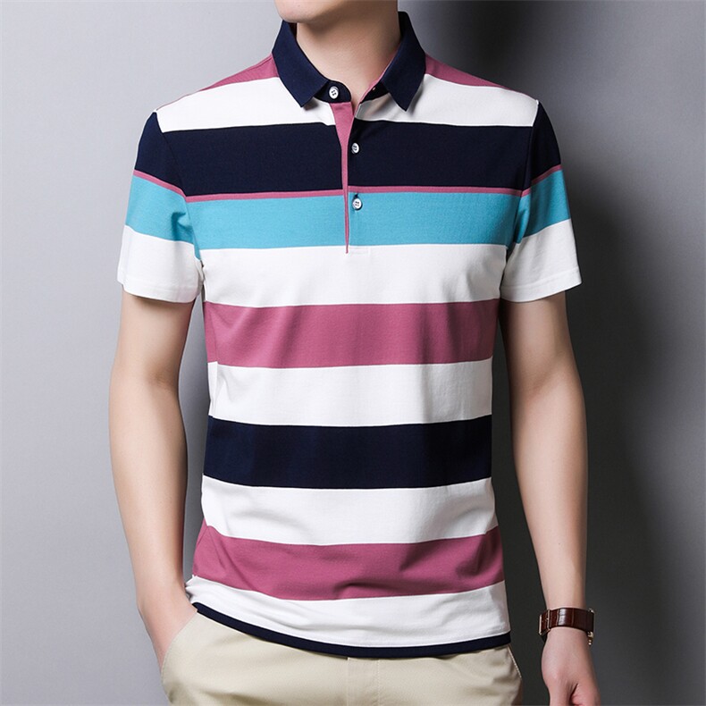 短袖t恤男士夏季潮流polo翻领体恤衫带领半袖夏装上衣服冰丝棉质T，男装T恤，电商B212（原钱塘6029）