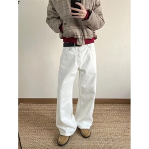 文艺日系简约新款原宿cleanfit白色弯刀裤子男休闲长裤 KD988图片