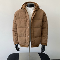 日系复古假两件连帽棉衣男冬季宽松情侣冬季棉服M0829-P103，男装棉衣，星座308B-2