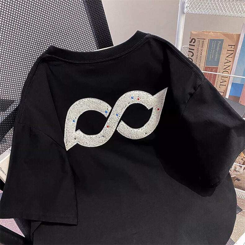 万针全刺绣工艺抖音得物高品质260克重磅纯棉双纱美式高街短袖T恤,男装T恤,电商A486