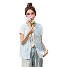 现货新款重工艺百搭休闲夏季设计精美别致绝色新中式外套马甲，女装马甲，韩美纤衣