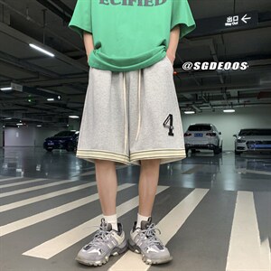 港风美式运动刺绣篮球裤宽松五分裤短裤男313A-1-KK284-P45 控58图片