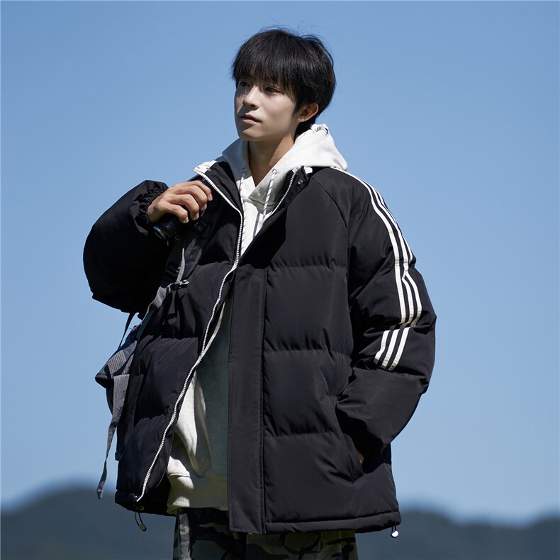 ！冬季条纹五防立领加绒加厚棉衣情侣撞色棉服外套MY7777-P68,男装棉衣,星座610B-1