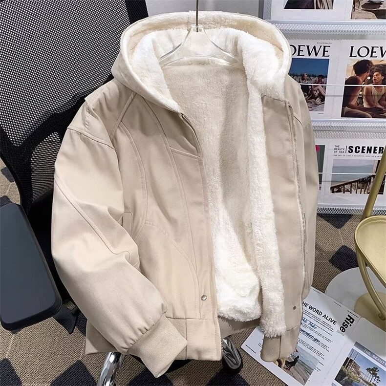加绒加厚外套男女秋冬季cleanfit重磅帆布夹克棉服连帽棉衣,男装夹克,星座1013