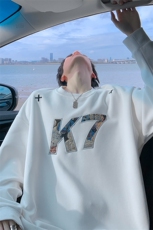 2026春季美式K7字母贴布刺绣420g重磅华棉卫衣男W5426-特P38控75，男装卫衣，电商A001