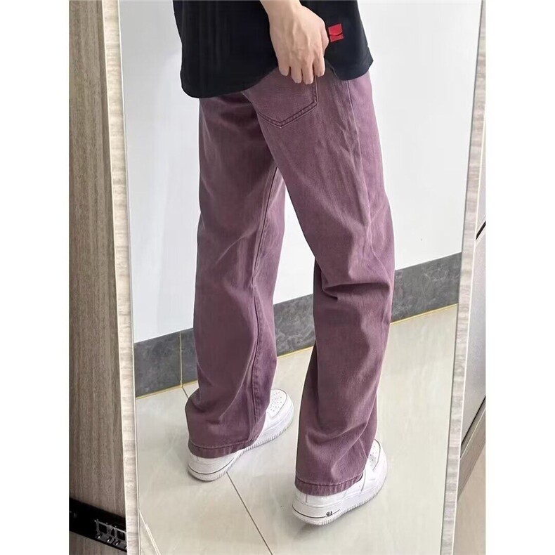 复古紫色牛仔裤男直筒百搭情侣长裤男装牛仔裤网图NT1734-p45有货图片