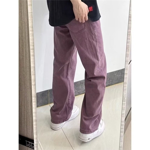 复古紫色牛仔裤男直筒百搭情侣长裤男装牛仔裤网图NT1734-p45有货图片