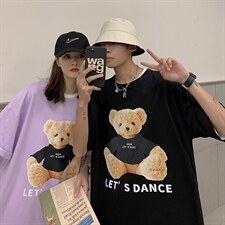 夏季情侣装印花可爱小熊短袖T恤学生卡通四色上衣A071-5506-P25，男装T恤，电商A071