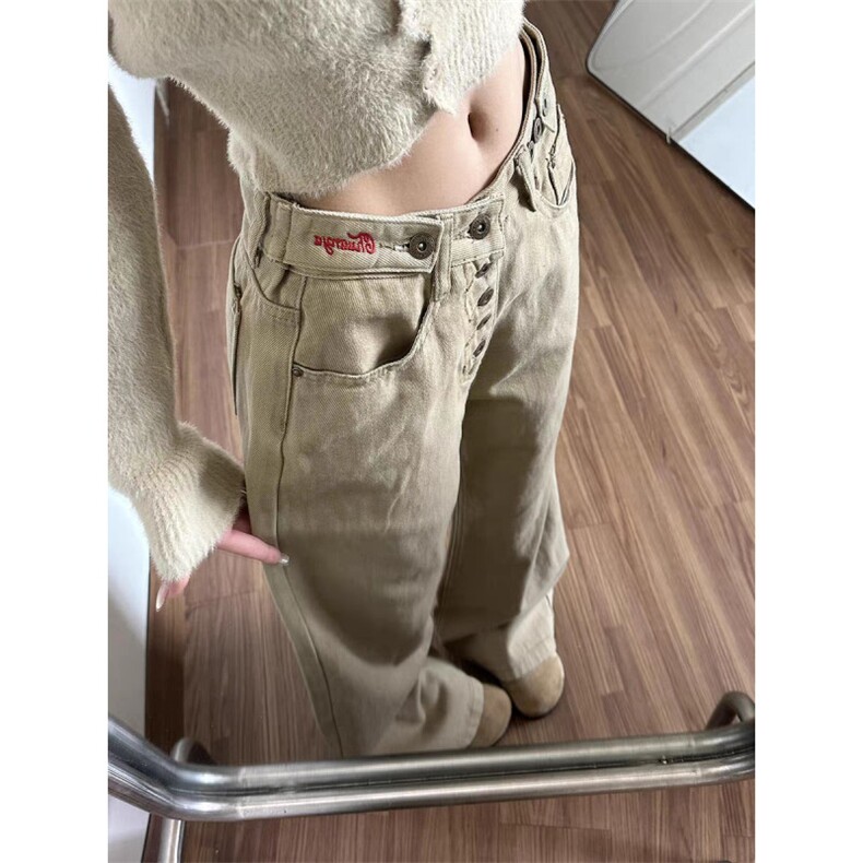 腰带可调节美式高街cleanfit直筒微喇牛仔裤女高级感LB51099-P53,男装牛仔裤,星座1008