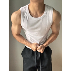 重磅无袖显大背心男夏季运动修身休闲健身训练坎肩弹力速干T137，男装背心/马甲，星座1116A（原606A-3）