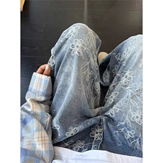 现货美式高级感提花裤子男士牛仔裤直筒弯刀裤K1108/P48，男装牛仔裤，星座205-3