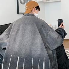 春季美式复古水洗做旧渐变色扎染外套宽松百搭长袖男女JK929-P70，男装夹克，星座1103-3