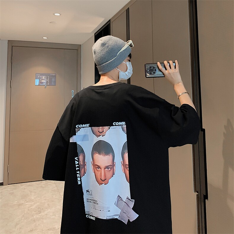 美式重磅t恤男短袖潮牌欧美高街高克重精梳棉七分袖宽松国潮半袖，男装T恤，星座514-2(原B239)