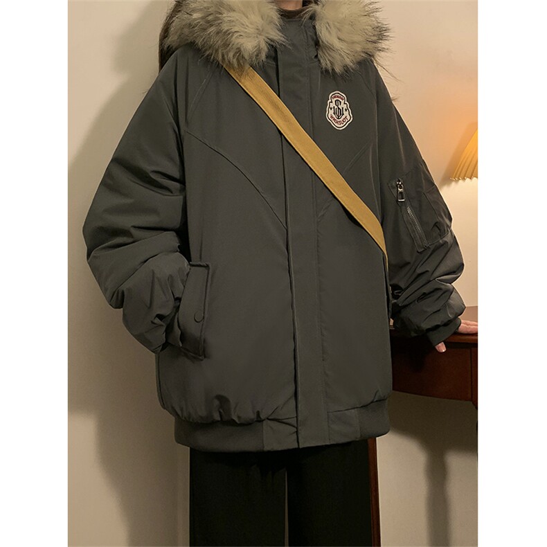 冬季宽松/连帽大毛领休闲外套潮加厚棉衣XZ102B-1M2592-P125,男装棉衣,星座102B-1
