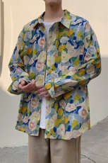春装新款现货长袖衬衣男潮衬衫休闲上衣油画风225-2-CS702-P40，男装衬衫，星座225-2