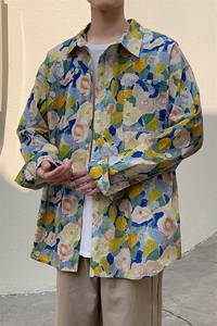 春装新款现货长袖衬衣男潮衬衫休闲上衣油画风 225-2-CS702-P40图片