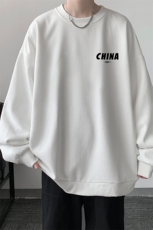 华夫格卫衣圆领卫衣男大码长袖t恤男外套HW76248-P30加绒款-P40，男装卫衣，电商A040