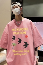 量大优可提供视频2024夏季新美式短袖T恤D223A-T24171-P18，男装T恤，电商019-1