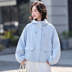 2026春季新品简约时尚休闲连帽外套，女装短外套，美沁