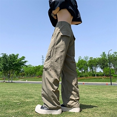 速干工装裤男2026春夏款薄款宽松直筒伞兵休闲裤子25XK67120特P35，男装休闲裤，电商A042