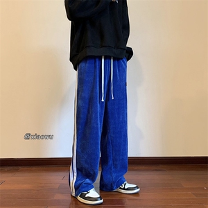 欧棉绒织带休闲裤直筒B342-K7011-P50控68图片