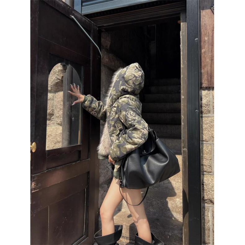 极地虎纹迷彩毛毛领座山雕新雪丽加厚棉服n2b外套夹克,男装夹克,四季星座505