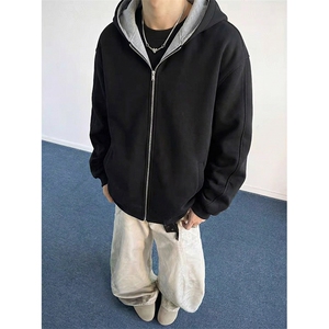 抖音得物高品质二开 26春装美式重磅宽松结构双面连帽卫衣外套W68图片