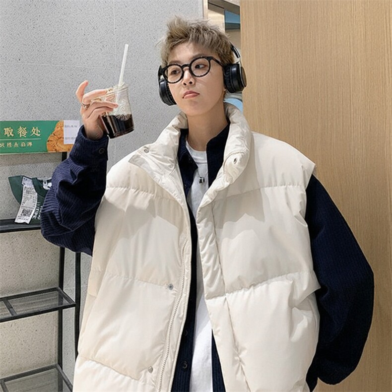 现货5W件冬季三防硬挺boxy短款立领棉衣马夹外套加厚马甲保暖棉服,男装棉衣,电商A486-1