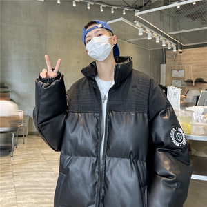 高品质！PU皮棉服冬季宽松港风棉衣立领冬装棉袄PM01-P115限158图片