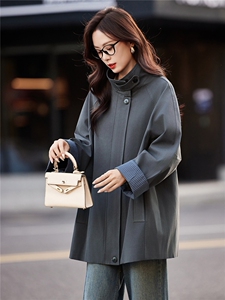 时尚拼接格子风衣外套女2025秋季新款洋气减龄巨好看中长款大衣女图片