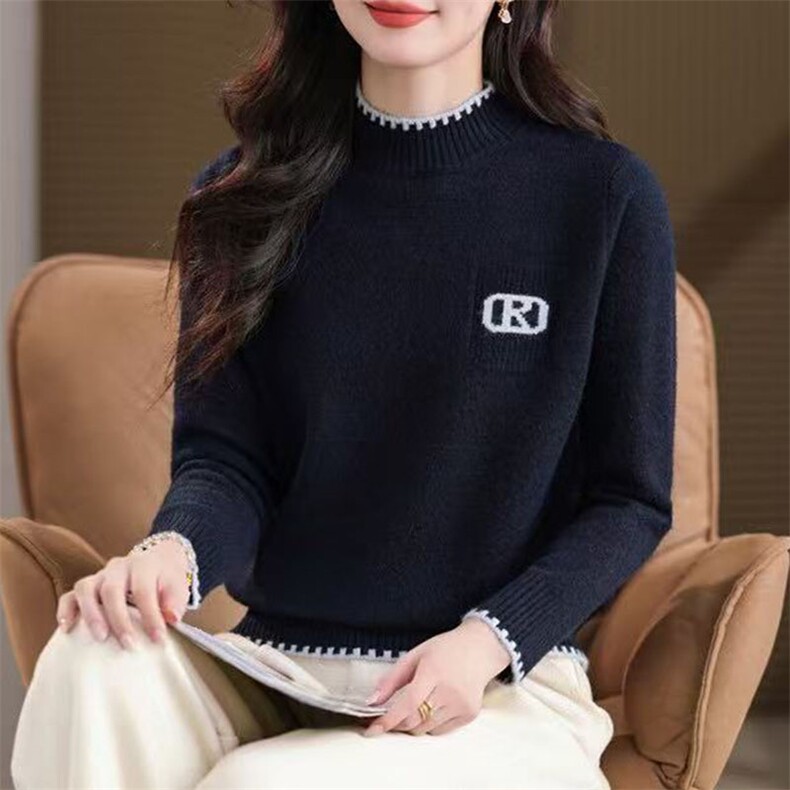 针织衫女春秋冬宽松薄款显瘦软糯低领毛衣打底衫内搭,针织衫/毛衣,萱芳婷羊绒