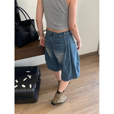 美式牛仔短裤男女夏季五分裤大码胖mm街头直筒宽松中裤LD2399-P45，男装牛仔裤，星座1008
