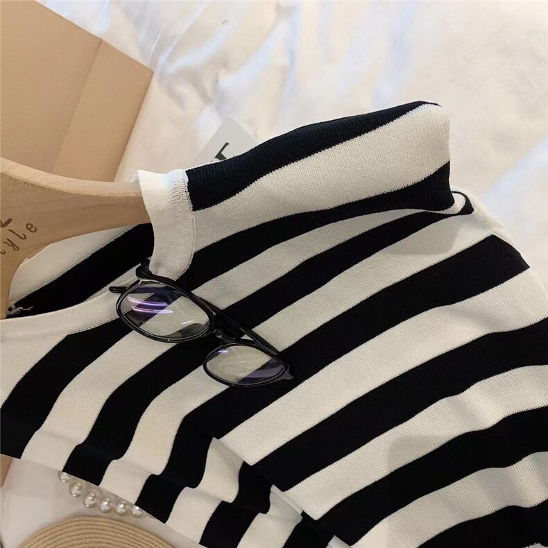 现货夏款垫肩条纹针织，其它，XTZ style