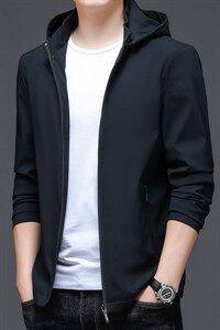 连帽男装2023秋季新款中年商务休闲夹克男爸爸装潮流上衣外套图片
