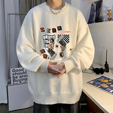 圆领毛衣男大码针织衫男毛线衣线衫M67282-P45加绒款-P65，男装针织衫/毛衣，电商A040