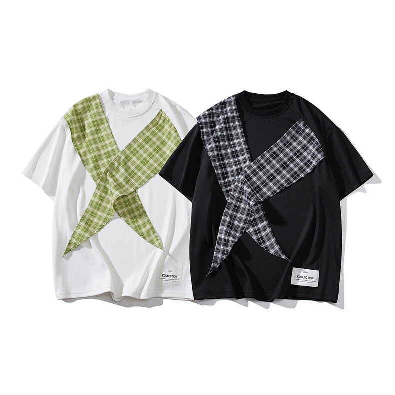 现货T1025-P38 控58 大码拼色高品质冰丝顺滑T恤短袖潮图片