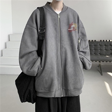 24春秋款美式复古麂皮绒飞行棒球服男女夹克外套JF3378-P80控108，男装夹克，电商B370