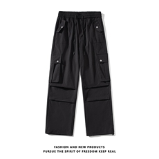 2025春夏新款伞兵工装裤薄款美式多口袋褶皱大码休闲裤K5005-P35，男装休闲裤，电商042