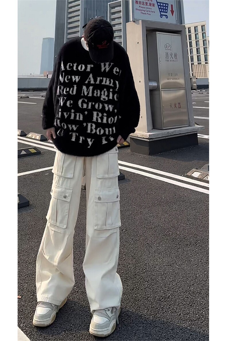 秋季新款Q2591-TP5588牛仔工装裤高街痞帅设计感阔腿裤男,男装工装外套,电商A102