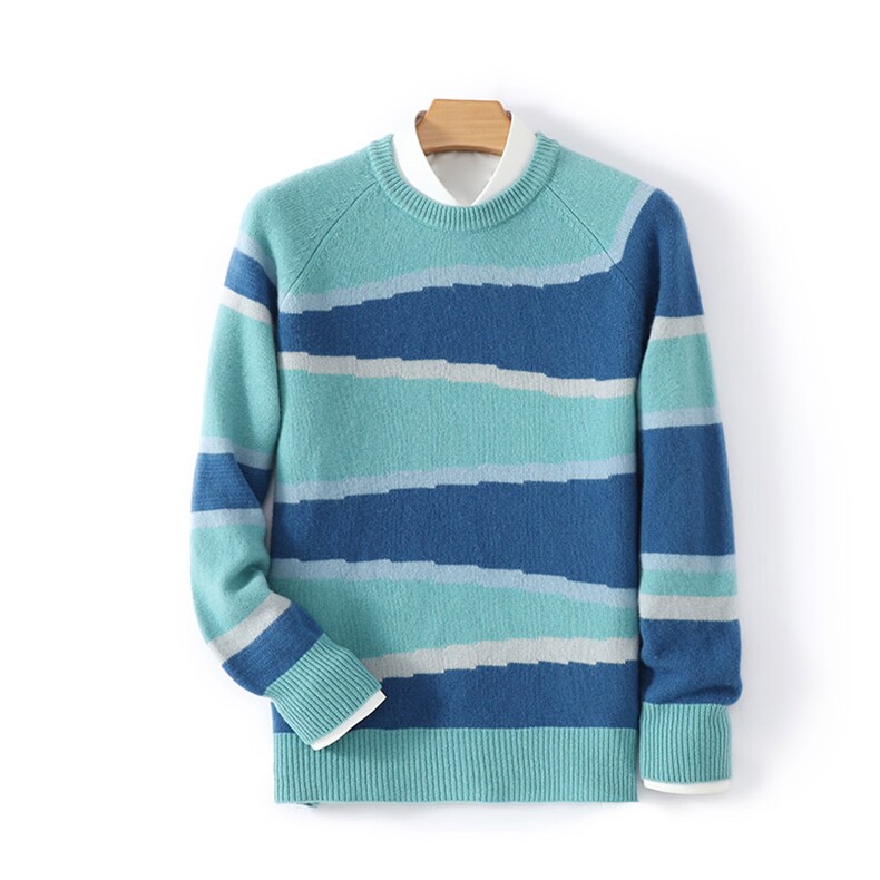 秋冬季圆领毛衣时尚保暖宽松长袖打底衫针织衫休闲毛衣，男装羊毛衫，德晨羊绒