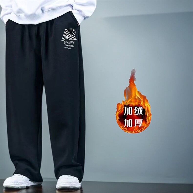 1506-1/XL-AW1261/P44超大码加绒运动裤冬季保暖胖子专属直筒长裤图片