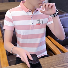 8013-P35夏季t恤男士短袖翻领polo衫夏装休闲潮流修身男装条纹半，男装T恤，电商D310（原电商305）
