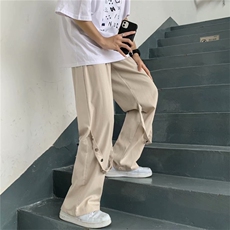 2023新款工装裤夏季薄款黑色宽松高腰直筒拖地阔腿裤K1051-P38，男装休闲裤，星座512-2