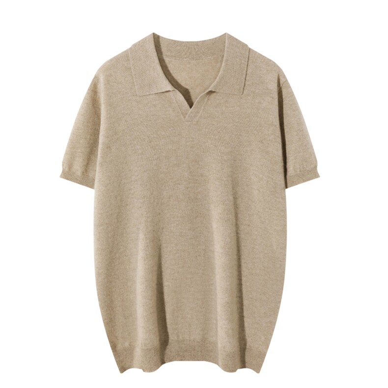 秋冬季新款舒适时尚百搭男士海鸥领短袖羊绒衫男装，男装羊绒套衫，麦纱纱羊绒